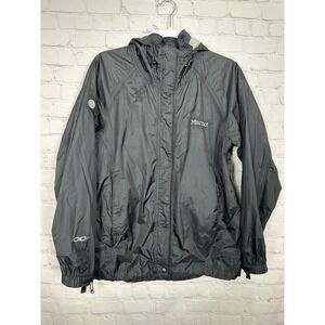 Marmot Precip Outdoor Hiking Waterproof Hooded Rain Jacket Black Women's Small